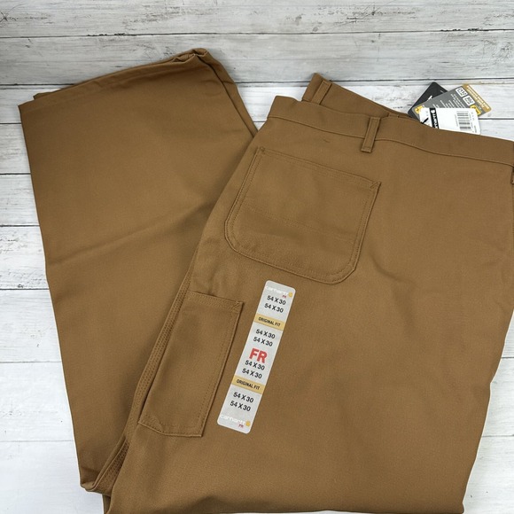 Carhartt FR Flame Resistant Work Duck Canvas Pants Mens 54x30 FRB229 Brown New